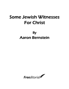 Some Jewish Witnesses for Christ