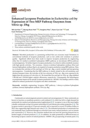 Enhanced Lycopene Production in Escherichia Coli by Expression of Two MEP Pathway Enzymes from Vibrio Sp