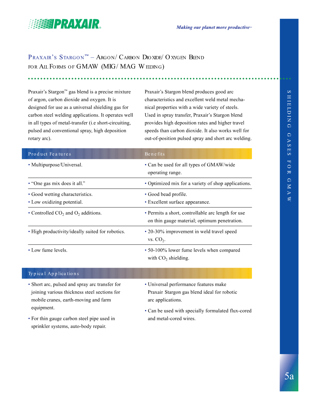 STARGON Argon Carbon Dioxide Oxygen Blend Spec Sheet SS P8355