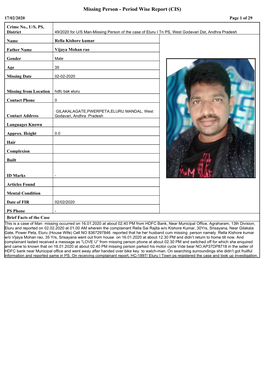Missing Person - Period Wise Report (CIS) 17/02/2020 Page 1 of 29