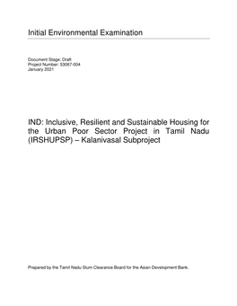 Initial Environmental Examination IND: Inclusive, Resilient And