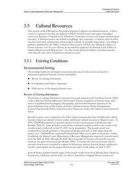 3.5 Cultural Resources This Section of the EIR Analyzes the Proposed Project’S Impacts on Cultural Resources