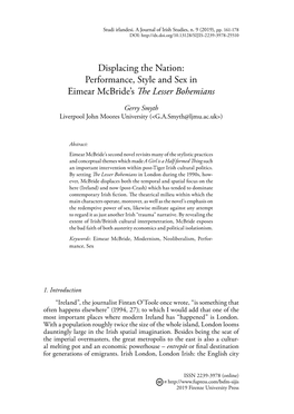 Displacing the Nation: Performance, Style and Sex in Eimear Mcbride's the Lesser Bohemians