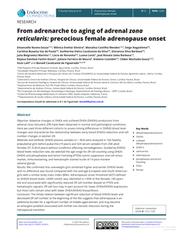 From Adrenarche to Aging of Adrenal Zona Reticularis: Precocious Female Adrenopause Onset