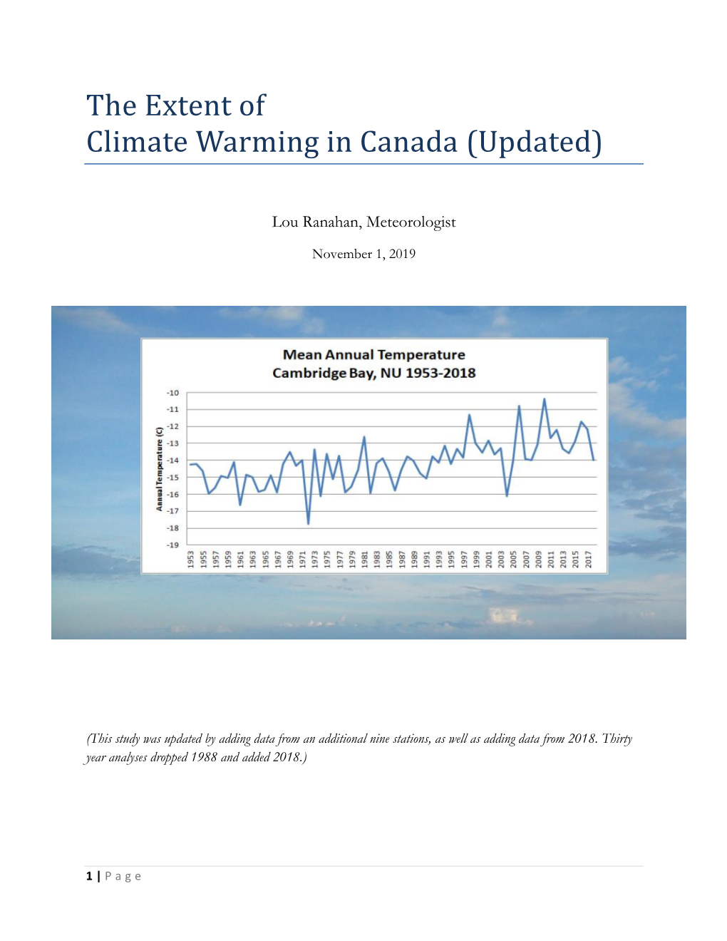 The Extent of Climate Warming in Canada (Updated)