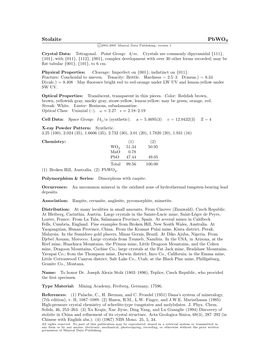 Stolzite Pbwo4 C 2001-2005 Mineral Data Publishing, Version 1