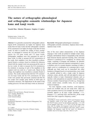 The Nature of Orthographic-Phonological And