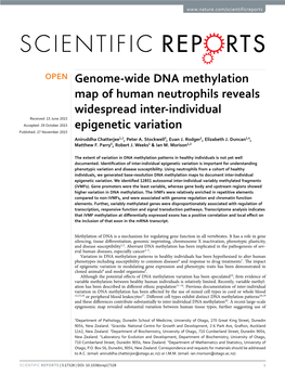 Genome-Wide DNA Methylation Map of Human Neutrophils Reveals Widespread Inter-Individual Epigenetic Variation