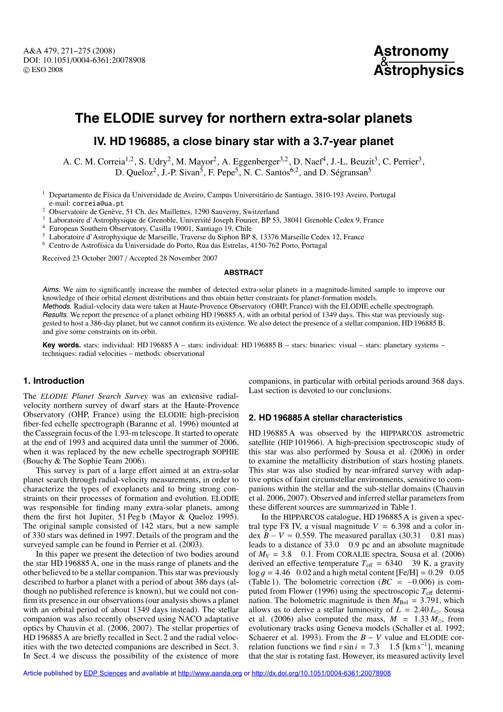 The ELODIE Survey for Northern Extra-Solar Planets IV