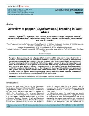 Overview of Pepper (Capsicum Spp.) Breeding in West Africa