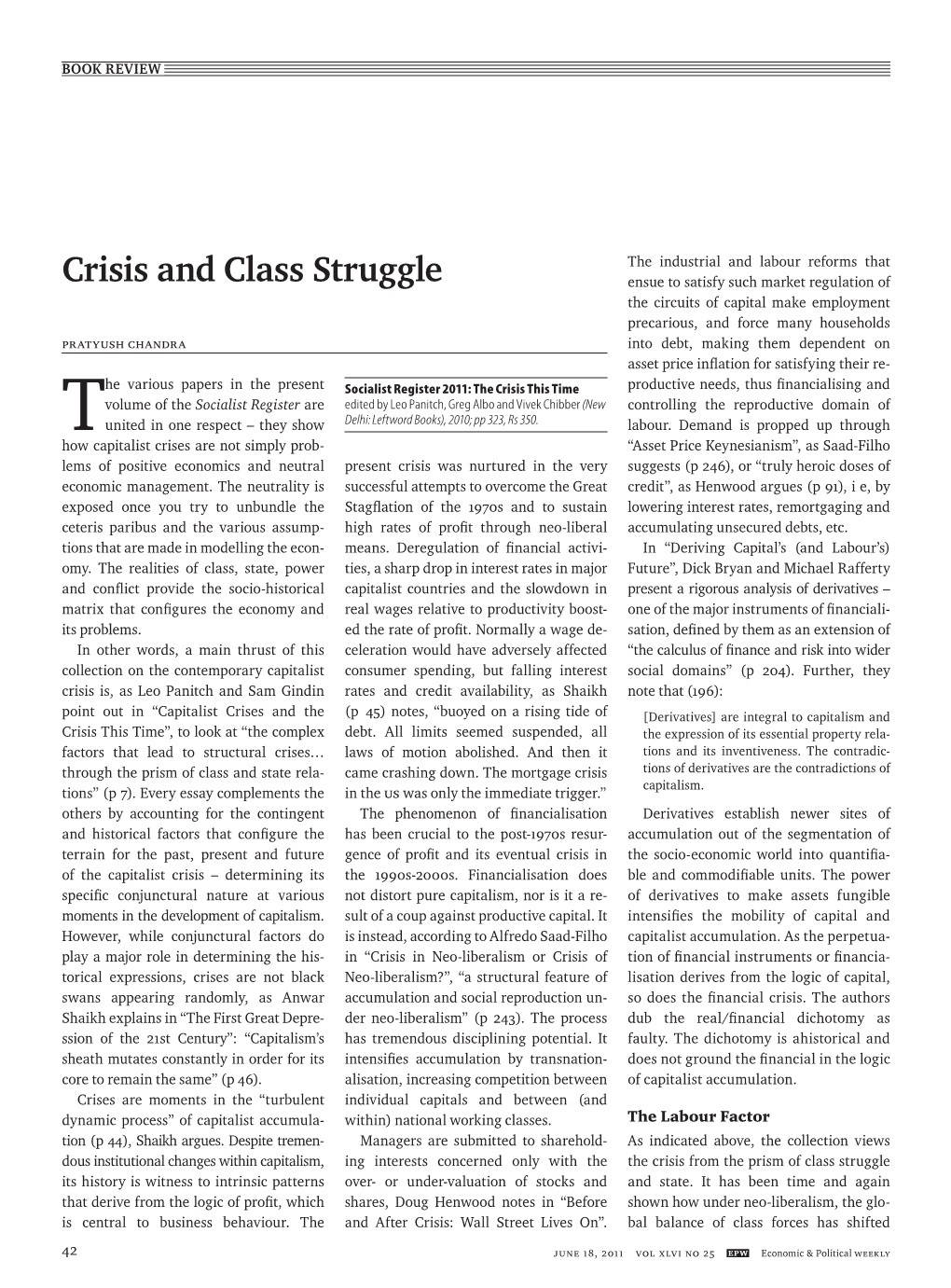 Crisis and Class Struggle