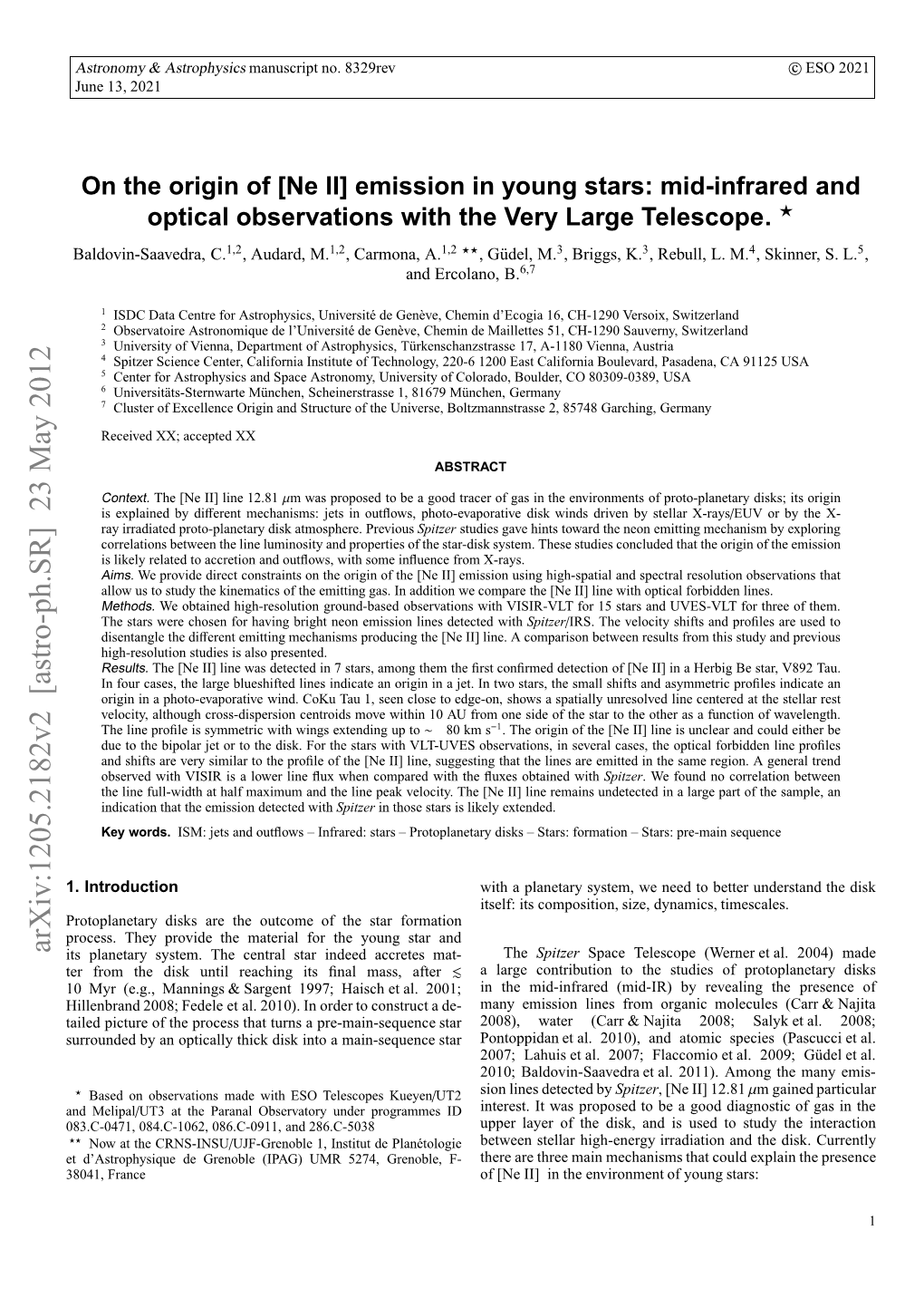 On the Origin of [Ne II] Emission in Young Stars: Mid-Infrared and Optical Observations with the Very Large Telescope