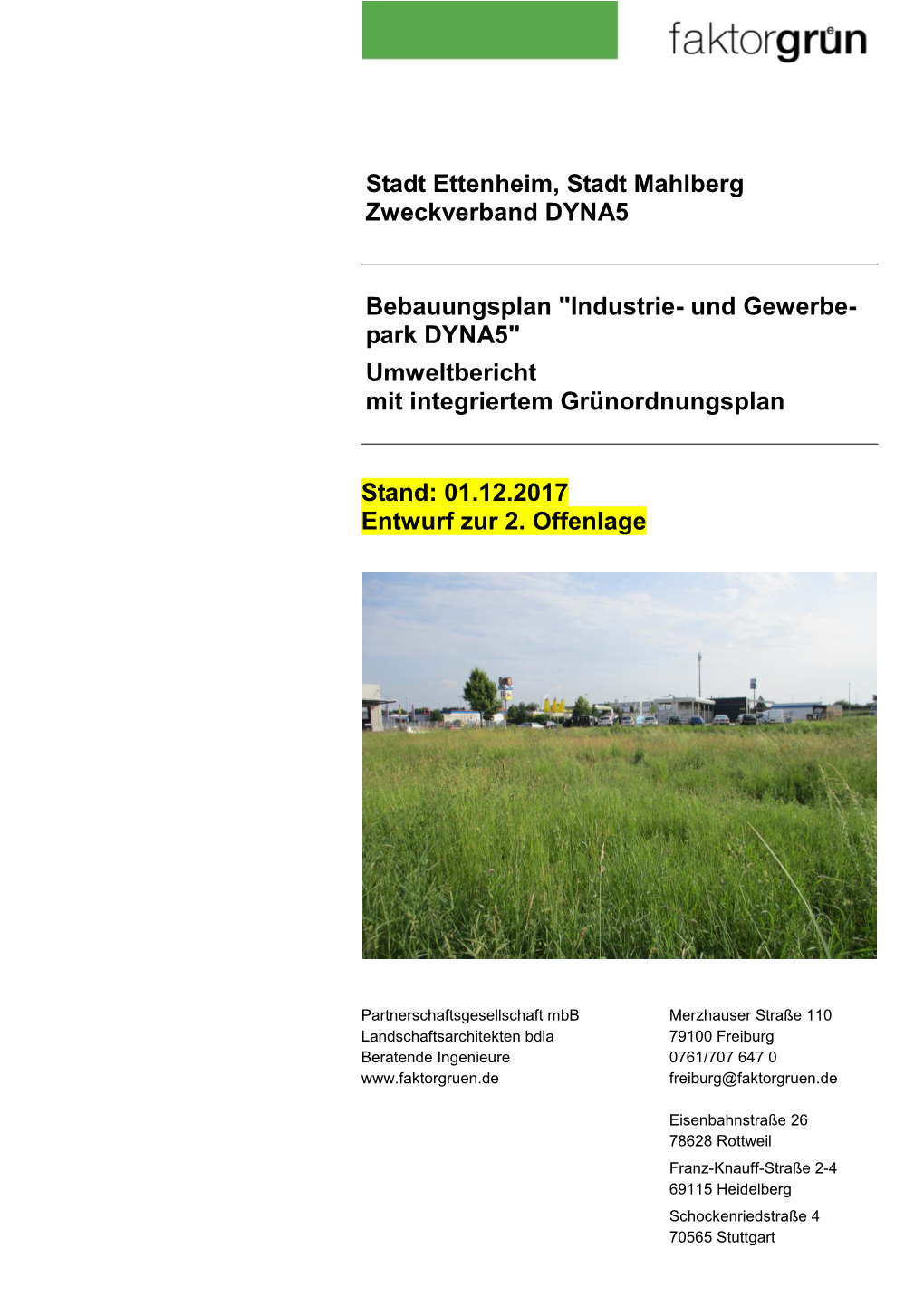 "Industrie- Und Gewerbe- Park DYNA5" Umweltbericht
