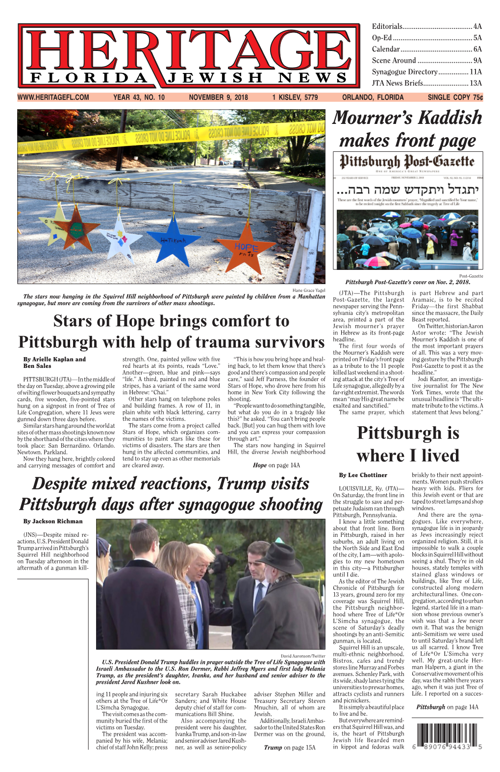 Mourner's Kaddish Makes Front Page Pittsburgh Is Where I Lived