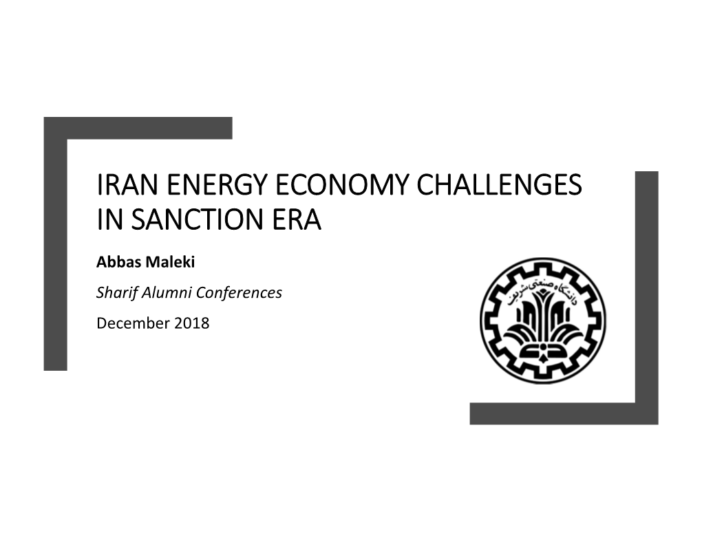 Iran Energy Economy Challenges in Sanction
