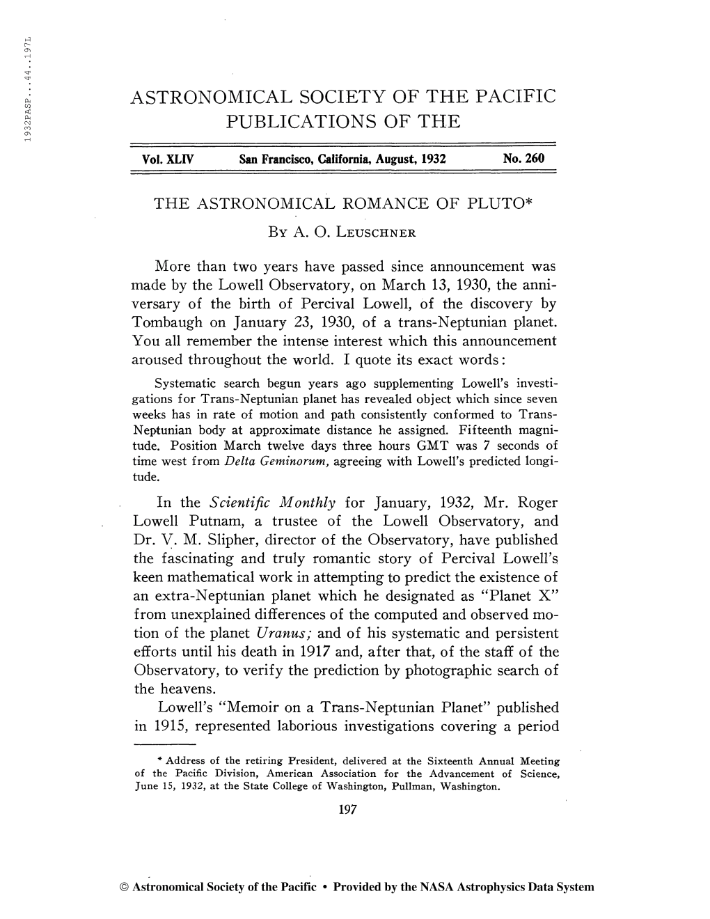 Astronomical Society of the Pacific Publications of The