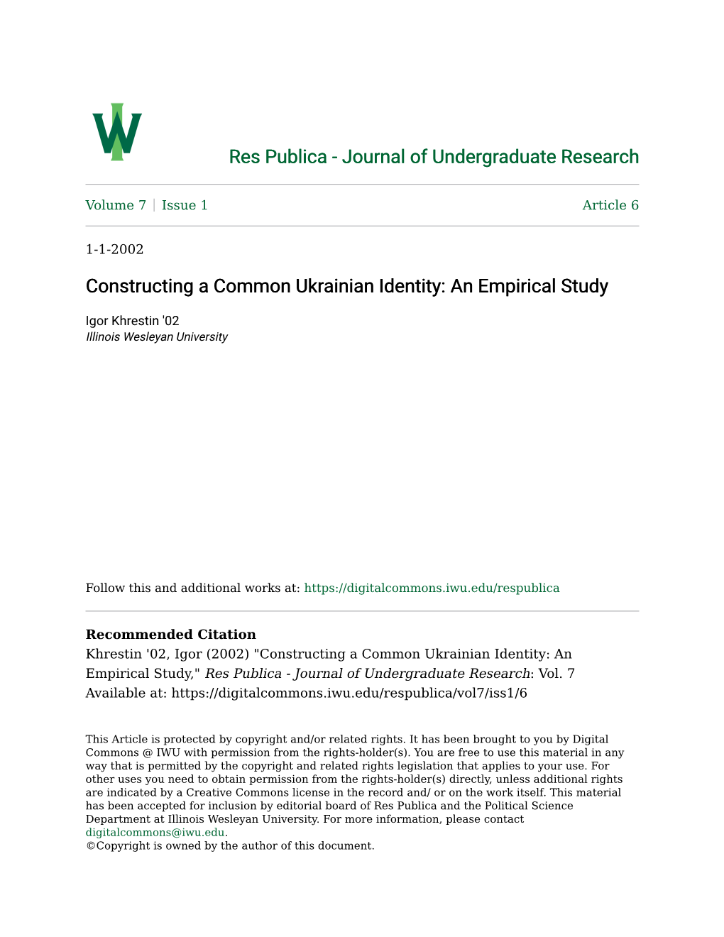 Constructing a Common Ukrainian Identity: an Empirical Study