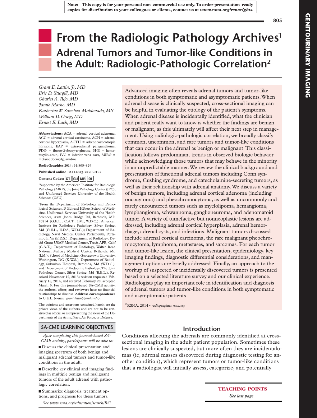 Adrenal Tumors-Rad-Path Correlation