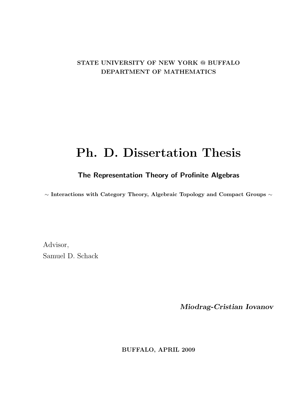 Ph. D. Dissertation Thesis