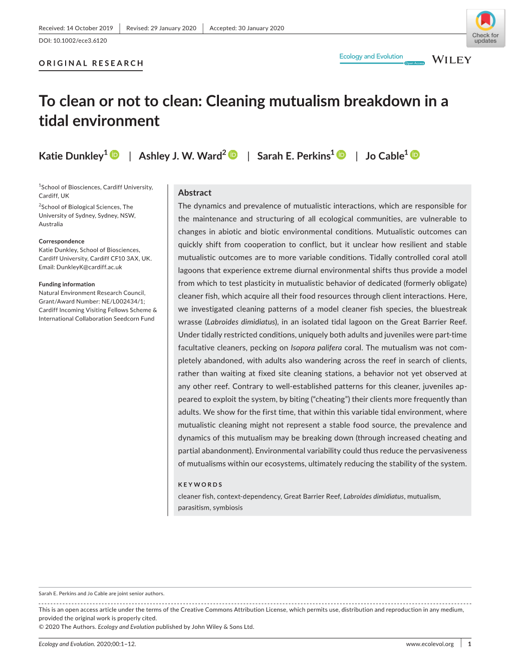 To Clean Or Not to Clean: Cleaning Mutualism Breakdown in a Tidal Environment