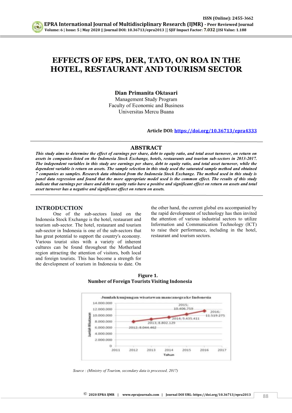 Effects of Eps, Der, Tato, on Roa in the Hotel, Restaurant and Tourism Sector
