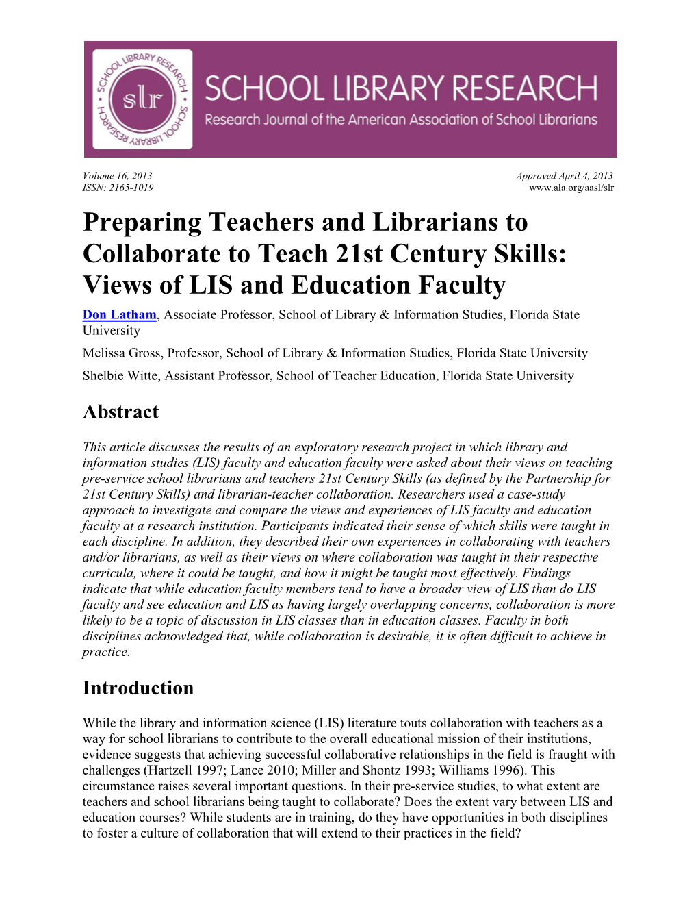 Preparing Teachers and Librarians To