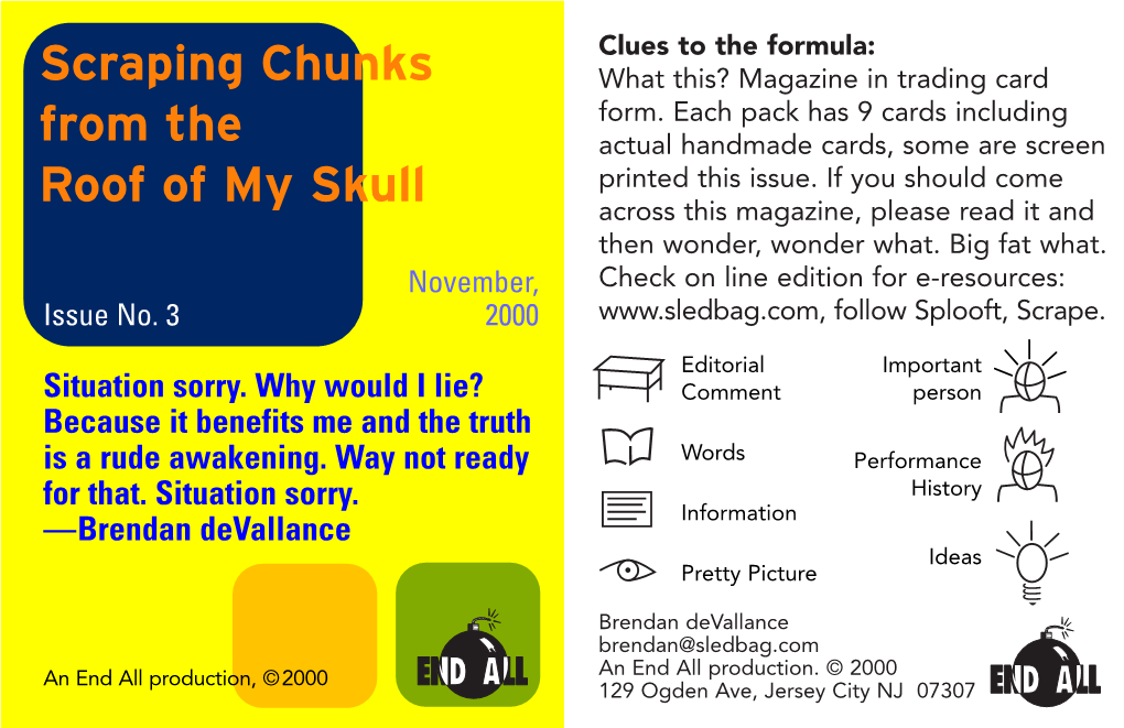 Scraping Chunks from the Roof of My Skull with Various November, 2000 CARD NO.1 Phlegmish It Dogs Me, the Phlegm
