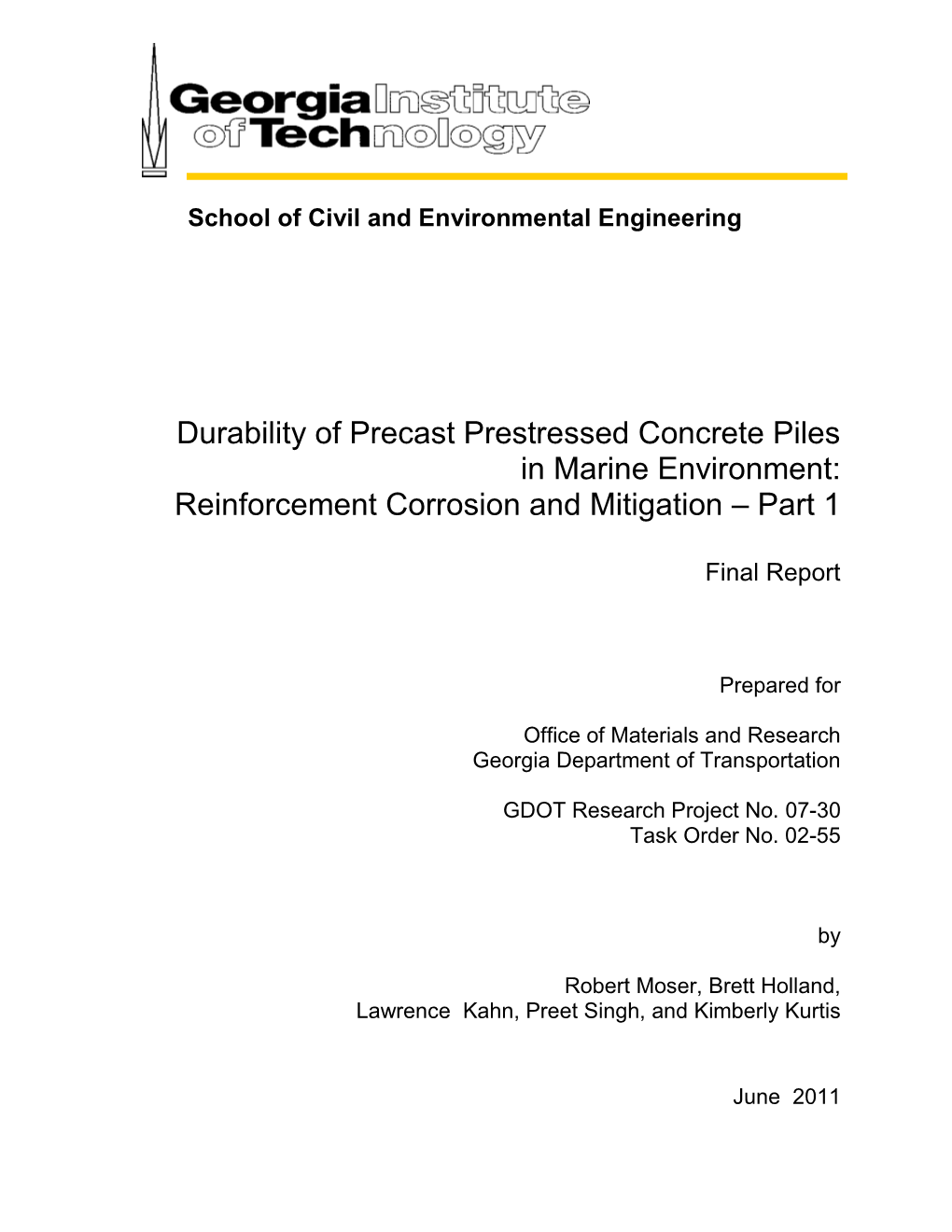 Durability of Precast Prestressed Concrete Piles in Marine Environment: Reinforcement Corrosion and Mitigation – Part 1