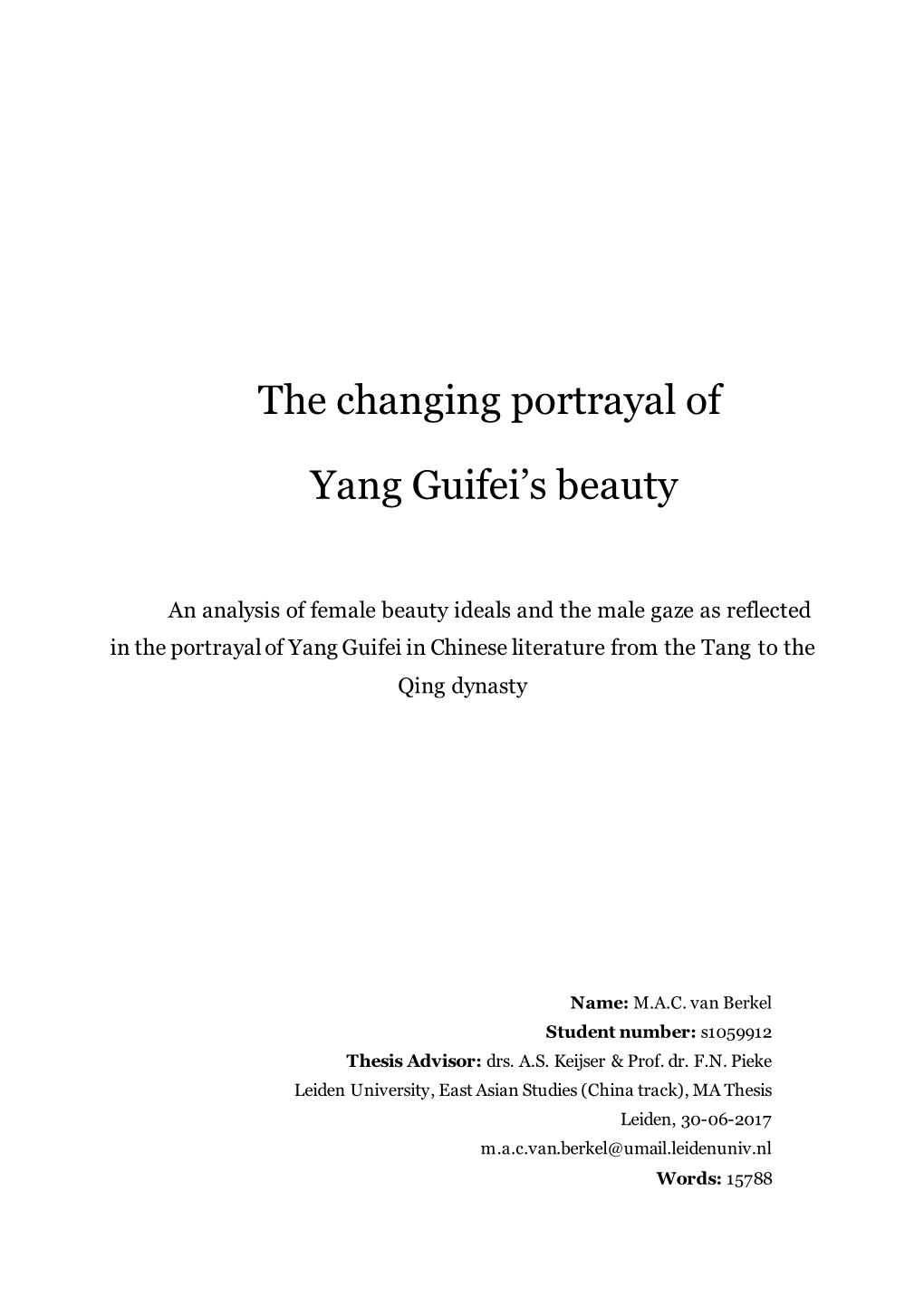 The Changing Portrayal of Yang Guifei's Beauty