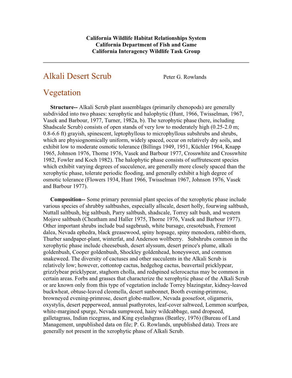 Habitat Description--Alkali Desert Scrub (ASC)