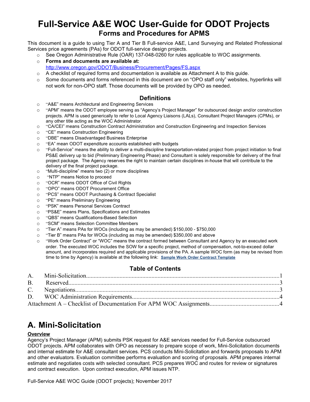 Full-Service A&E WOC User Guide for LPA Projects