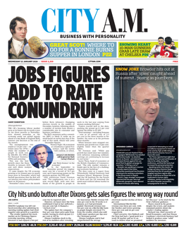 City Hits Undo Button After Dixons Gets Sales Figures the Wrong Way Round JOE CURTIS Cent Rise in Reported Sales