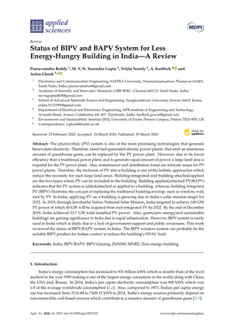 Status of BIPV and BAPV System for Less Energy-Hungry Building in India—A Review