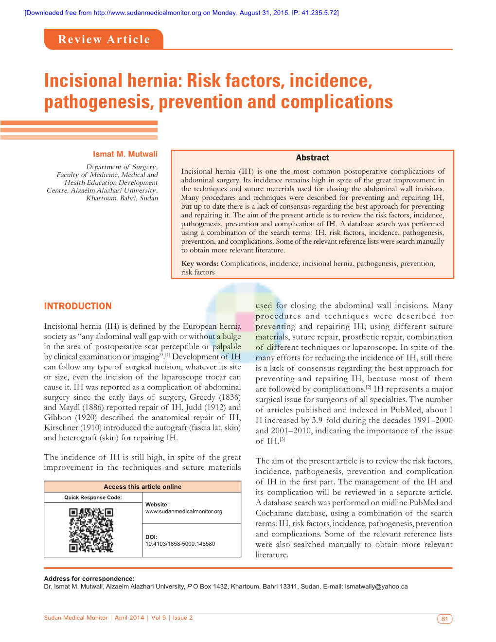 Incisional Hernia Risk Factors Incidence Pathogenesis Prevention And Complications Docslib