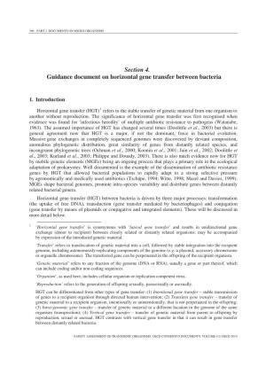Section 4. Guidance Document on Horizontal Gene Transfer Between Bacteria