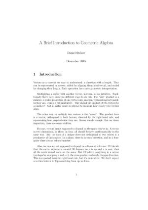 A Brief Introduction to Geometric Algebra