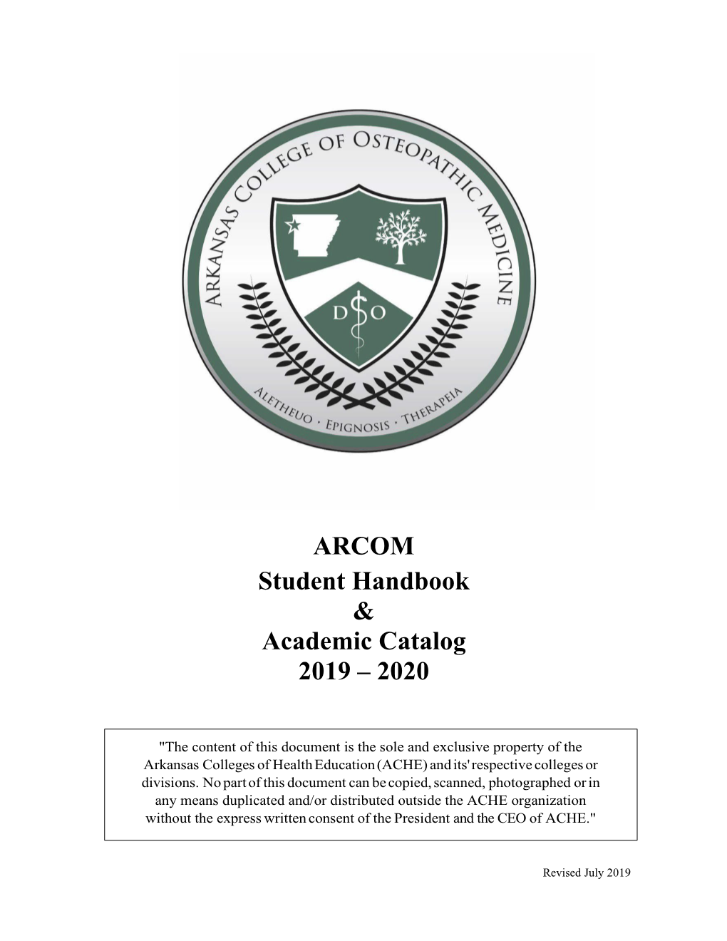 ARCOM Student Handbook & Academic Catalog 2019 – 2020