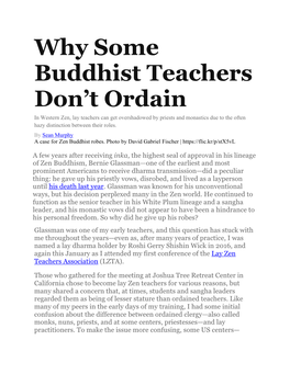 Why Some Buddhist Teachers Don't Ordain