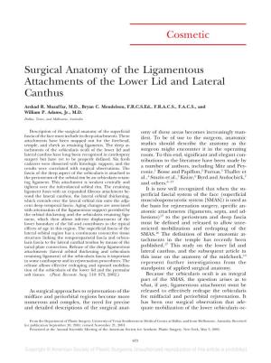 Cosmetic Surgical Anatomy of the Ligamentous Attachments of The