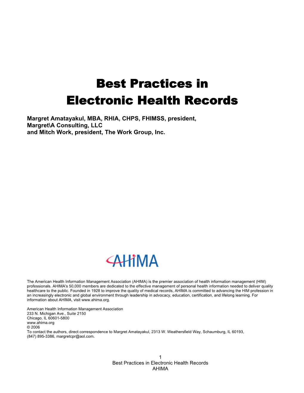 Best Practices in Electronic Health Records