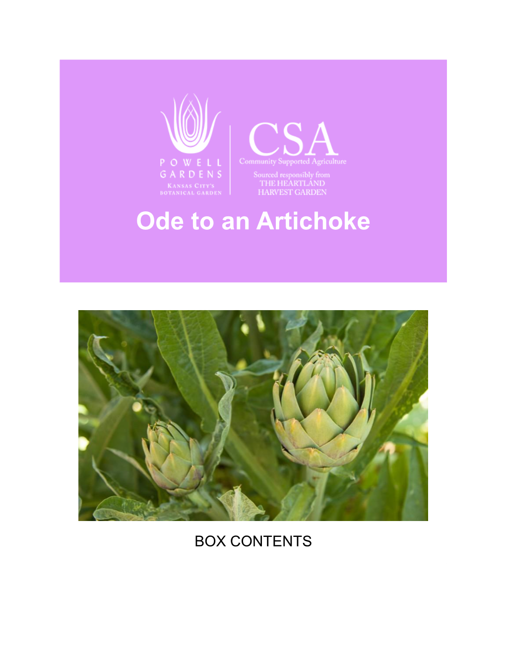 Ode to an Artichoke