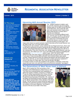 Regimental Association Newsletter