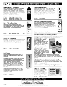 Rockland Colloid Darkroom Chemicals/Sensitizer