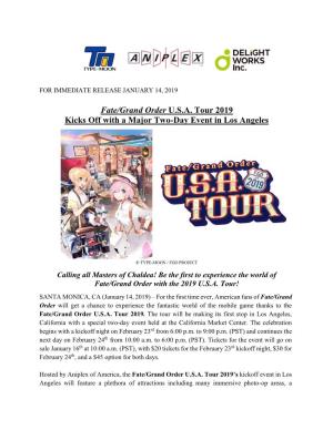 Fate/Grand Order U.S.A. Tour 2019 Kicks Off with a Major Two-Day Event in Los Angeles