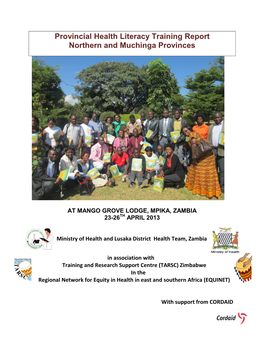 Provincial Health Literacy Training Report Northern and Muchinga Provinces