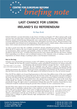 Last Chance for Lisbon: Ireland's EU Referendum