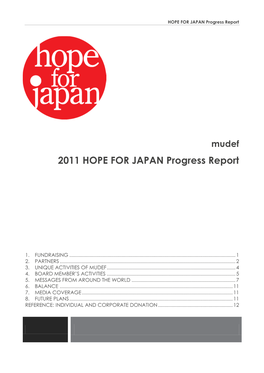 HOPE for JAPAN Progress Report