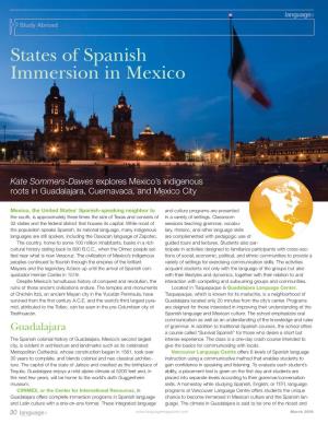 States of Spanish Immersion in Mexico