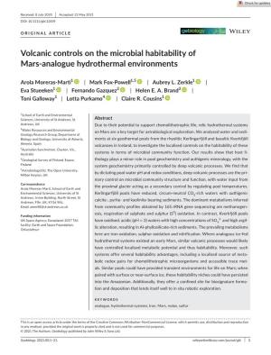 Volcanic Controls on the Microbial Habitability of Mars-­Analogue Hydrothermal Environments