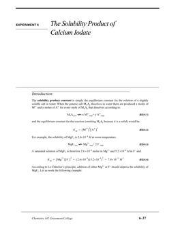 The Solubility Product of Calcium Iodate